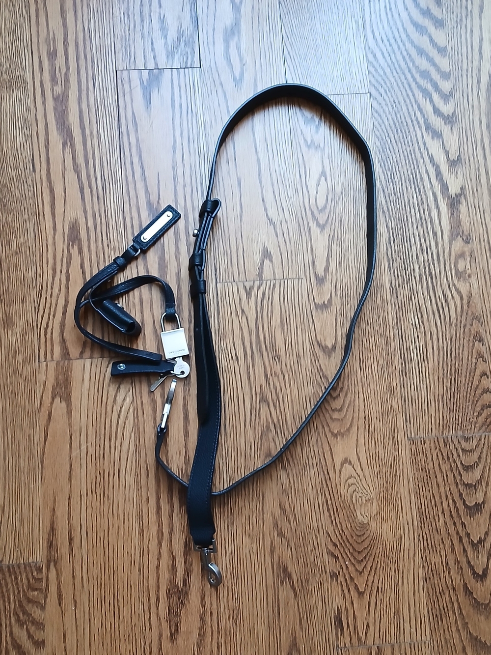 YSL Black Leather Bag Strap with Silver Hardware